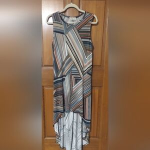 Sleeveless High-low Striped Dress in Multicolor